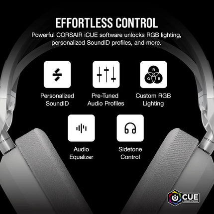 Corsair HS80 MAX Wireless/ Bluetooth Gaming Headset for PC, PS5, Switch & Mobile - White