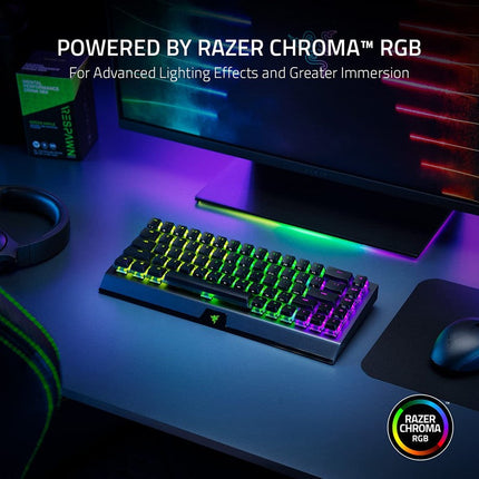 Razer BlackWidow V3 Mini HyperSpeed Wireless 65% RGB Mechanical Gaming Keyboard, Phantom Edition (US Layout) - Black