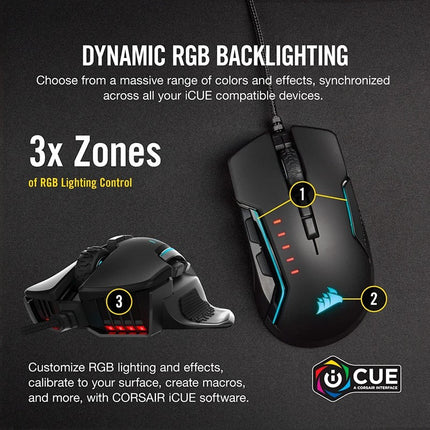 Corsair GLAIVE RGB PRO Wired Gaming Mouse - Aluminum