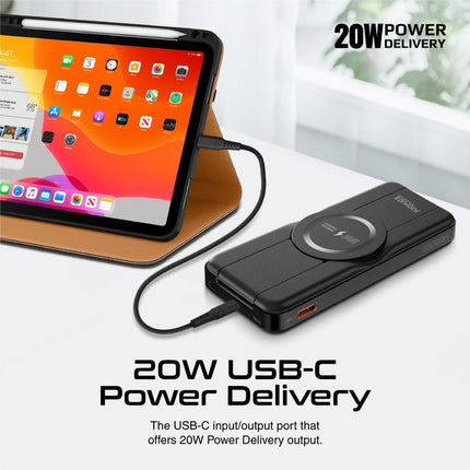 Promate 10000mAh 5-in-1 Foldable MagSafe Compatible Wireless Charging Power Bank