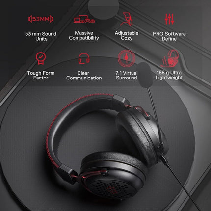 Redragon H386 Diomedes Wired Gaming Headset - Black