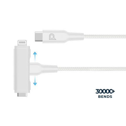 Powerology Braided USB-C to USB-C + Lightning Data & Fast Charge 1.2m/4ft