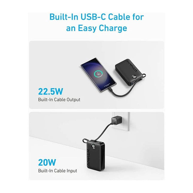 Anker 335 Power Bank (22500mAh PD, Built-In USB-C Cable) - Black