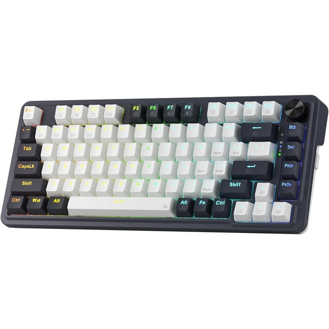 Redragon K673 PRO 75% Wireless Gasket RGB Gaming Keyboard - White / Black