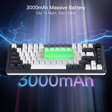 Redragon K673 PRO 75% Wireless Gasket RGB Gaming Keyboard - White / Black