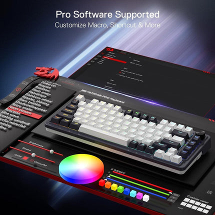Redragon K673 PRO 75% Wireless Gasket RGB Gaming Keyboard - White / Black