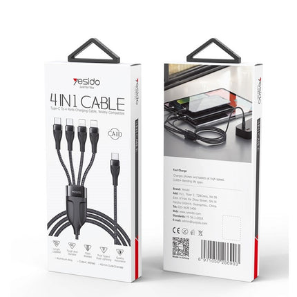 Yesido 4 in 1 , Type-C to 2 Type-C and 2 Lightning Cable