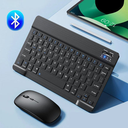 Gadgeton Rechargeable Wireless Bluetooth 10” Keyboard for Tablets, iPad, Smartphones, MacBook & Laptops (English) - Black
