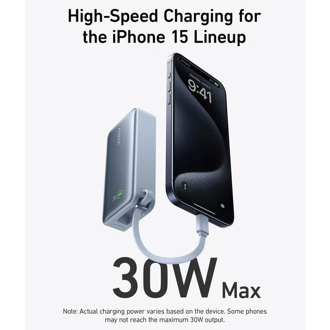 Anker Nano Power Bank (30 W, Built-In USB-C Cable) 10000mAh PD - Blue
