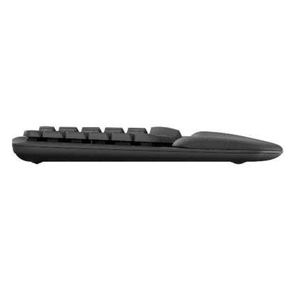 Logitech Wave Keys Wireless Ergonomic Keyboard with Cushioned Palm Rest, Comfortable Natural Typing,  Bluetooth, Logi Bolt Receiver, for Multi-OS, Windows/Mac, English/Arabic Layout - Graphite