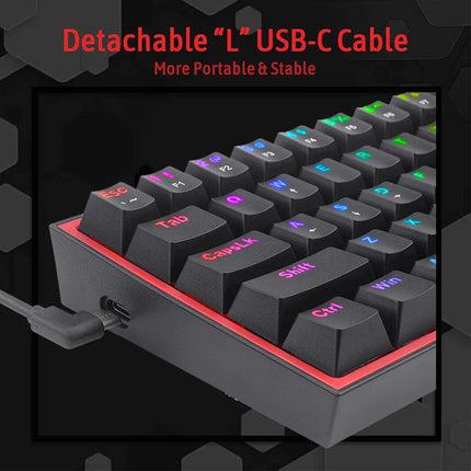 Redragon Fizz K617 60% Wired RGB Mechanical Gaming Keyboard (Red Switch) - Black