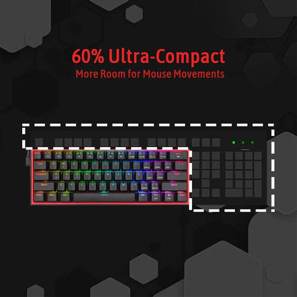 Redragon Fizz K617 60% Wired RGB Mechanical Gaming Keyboard (Red Switch) - Black