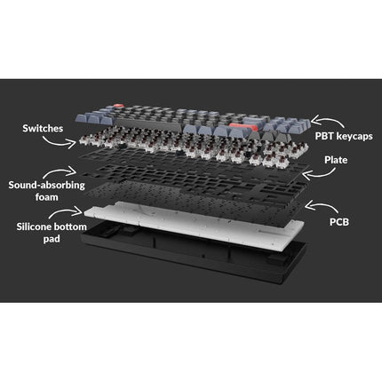 Keychron K8 Pro TKL 80% RGB Backlight Aluminum Hot Swappable QMK/VIA Wireless Mechanical Gaming Keyboard (Gateron G Pro Red Switch) - English/Arabic Keyboard