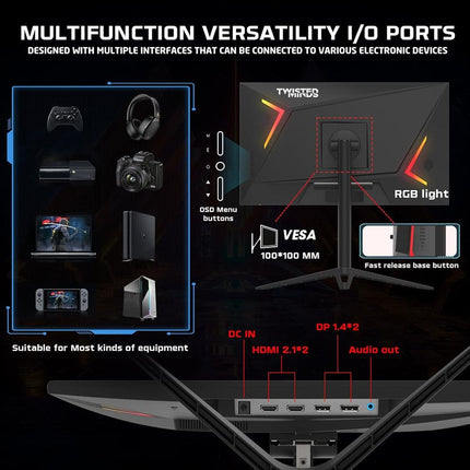 Twisted Minds 24" FHD IPS, 280 Hz, HDMI 2.1 Gaming Monitor - Black