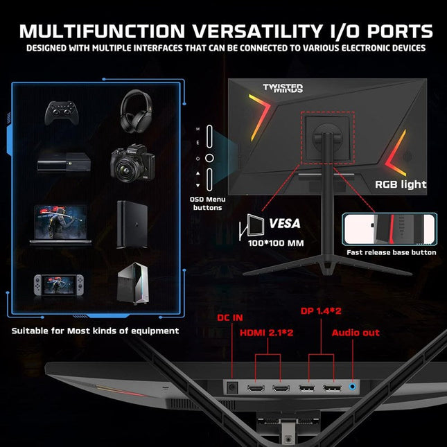 Twisted Minds 24" FHD IPS, 280 Hz, HDMI 2.1 Gaming Monitor - Black