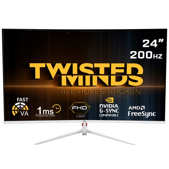 Twisted Minds 23.6" FHD VA, 200Hz, 1ms Curved Gaming Monitor - White