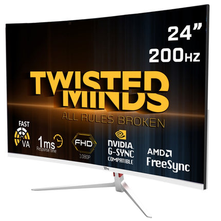 Twisted Minds 23.6" FHD VA, 200Hz, 1ms Curved Gaming Monitor - White
