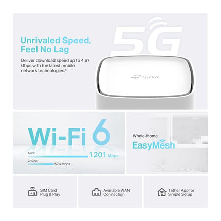 TP-LINK 5G AX1800 Wireless Dual-Band Gigabit Router WiFi 6 (Support SIM Card 5G/4G)