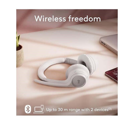 Logitech Zone 300 Wireless Bluetooth Headset With Noise-Canceling Mic - Off White