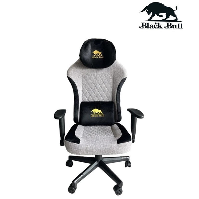 Black Bull Gaming Chair With Molded Headrest Up & Down - Fabric - Black/Grey
