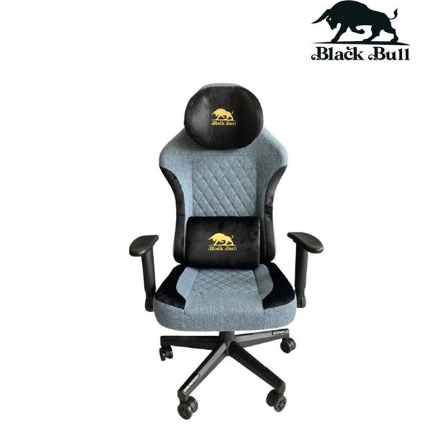 Black Bull Gaming Chair With Molded Headrest Up & Down - Fabric - Black/Blue