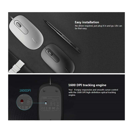 Rapoo N200 Wired Optical Mouse - Black