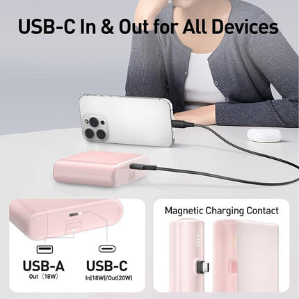 iWalk Small Portable Charger 13500mAh, USB-C Power Bank with Charging Case Type-C