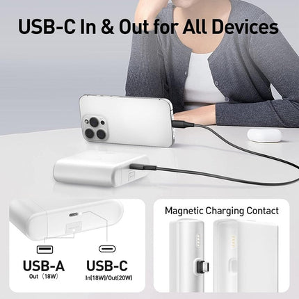 iWalk Small Portable Charger 13500mAh, USB-C Power Bank with Charging Case Type-C