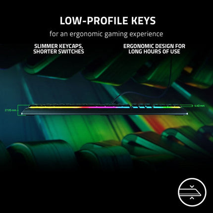Razer Ornata V3 Low-profile Mecha-Membrane Wired RGB Gaming Keyboard (US Layout) - Black