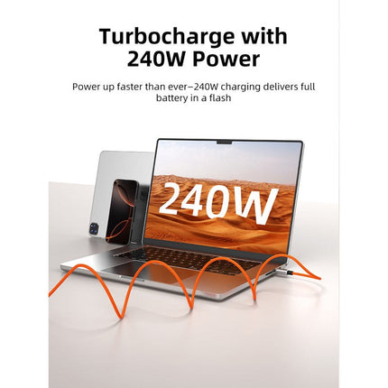 Cabletime Magnetic 240W PD Type-C Cable, Zinc Alloy, 2 Years Warranty, Orange