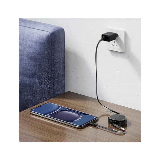 ACEFAST USB-C to USB-C, 60 W, Retraction Cable (0.8 M) - Black