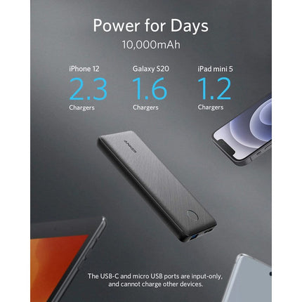 Anker PowerCore Slim Power Bank 10000mAh (USB-C Input Port) - Black