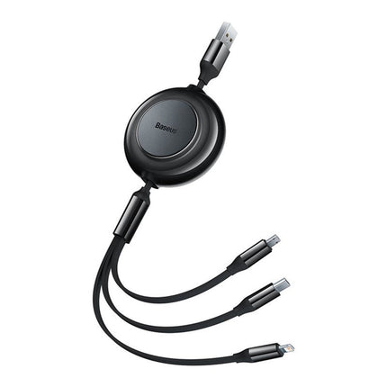 Baseus 100 Watts 3 in 1 Rectractable Cable - Black