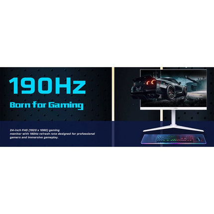 GAMEON GOA24FHD190IPS Artic Pro Series 24" FHD, 190 Hz, MPRT 0.5 ms, Fast IPS Gaming Monitor (Support PS5) - White