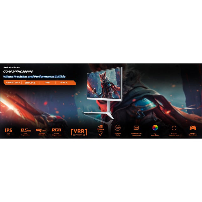 GAMEON GOAP24FHD380IPS Artic Pro Series 24" FHD, 380 Hz, MPRT 0.5 ms, HDMI 2.1, Fast IPS Gaming Monitor (Support PS5) - White