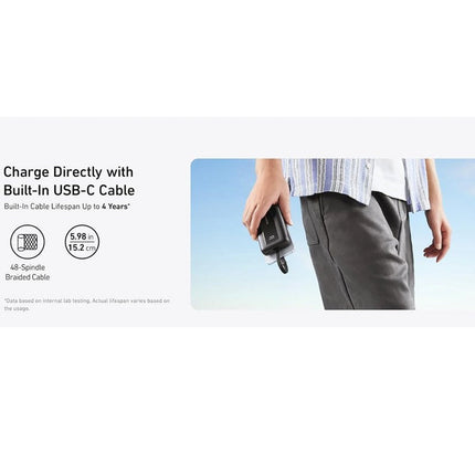 Anker Zolo Power Bank (20000mAh, 30 Watts, Built-In USB-C Cable), Black