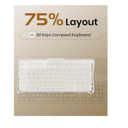 GravaStar Mercury K1 Lite 75% Wireless Mechanical Gaming Keyboard - White