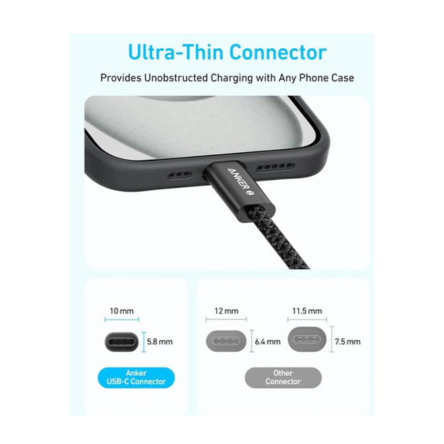 Anker Zolo USB-C to USB-C Cable 240 W Braided (0.9 M/3 ft) - Black