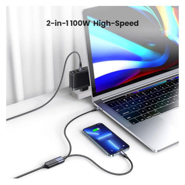 Go-Des 2 in 1 Cable , Type-C to Type-C (60W) , Type-C to Lightning (27 W)