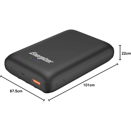 Energizer Ultimate 10000mAh Wireless Power Bank, 18W, with Suction Cup, Triple Output, with Power Delivery USB-C Output, Dual Input - Black