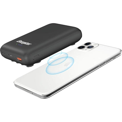 Energizer Ultimate 10000mAh Wireless Power Bank, 18W, with Suction Cup, Triple Output, with Power Delivery USB-C Output, Dual Input - Black