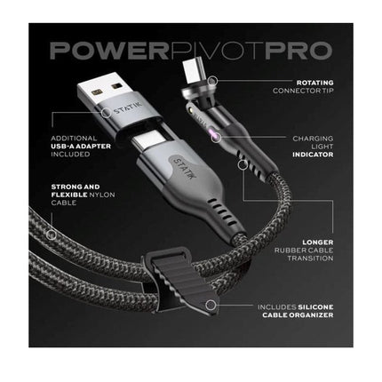 Statik Power Pivot Pro 100 W Nylon Braided Cable 1.8 M