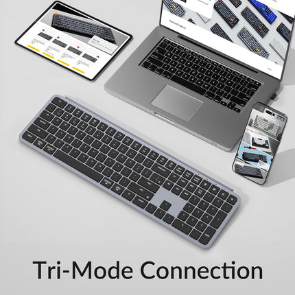 Keychron B6 Pro Full-Size Ultra-Slim Wireless ZMK Custom Keyboard for Windows & Mac, English/Arabic - Space Grey