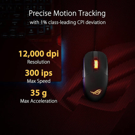 Asus ROG Strix Impact III Wired RGB Gaming Mouse - Black