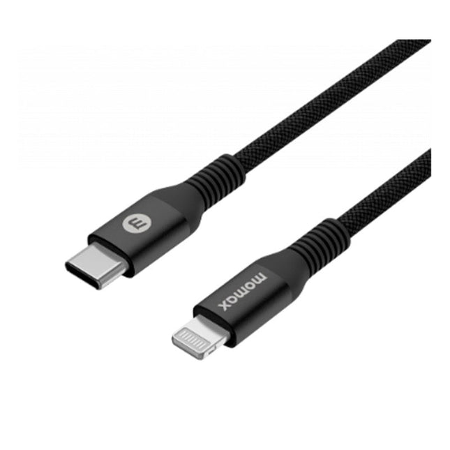 Momax Elite USB C to Lightning Nylon-Braided Fast Charging Cable, Black