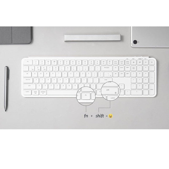 Keychron B6 Pro Full-Size Ultra-Slim Wireless ZMK Custom Keyboard for Windows & Mac, English/Arabic - Ivory White