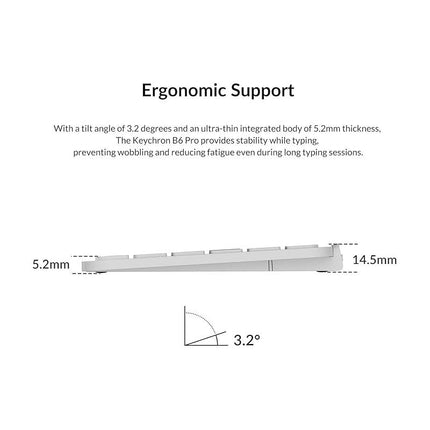 Keychron B6 Pro Full-Size Ultra-Slim Wireless ZMK Custom Keyboard for Windows & Mac, English/Arabic - Ivory White