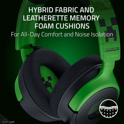 Razer Kraken V4 X Wired USB-C Gaming Headset for PC, PS5, Switch, Mobile - Minecraft Edition