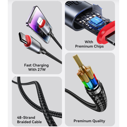 Yesido CA182 1.2 M 27 W Fast Charging Type-C To IP 48-Strand Braided Cable Power LED Light Data Cable