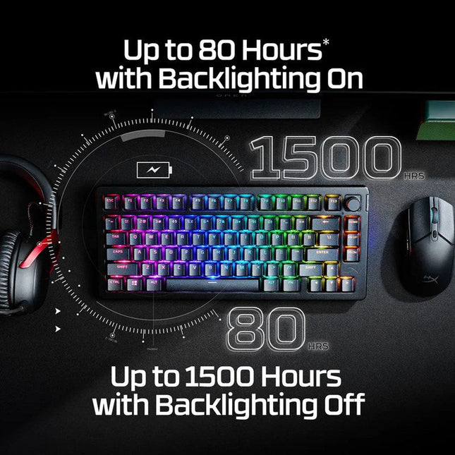 HyperX Alloy Rise 75 Wireless Mechanical Gaming Keyboard (Red Switch) - Black (US Layout)
